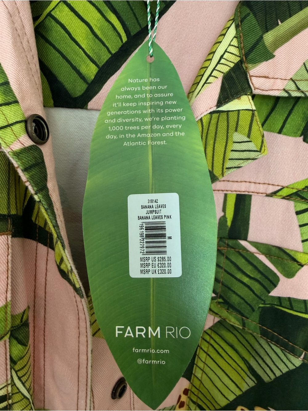 FARM Rio Pink Banana Leaves Jumpsuit - Picture 2 of 4